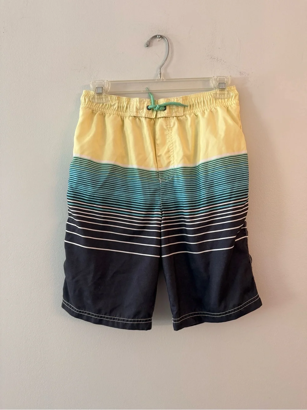 OshKosh B'gosh Yellow Teal Black Gradient Stripe Swim Shorts